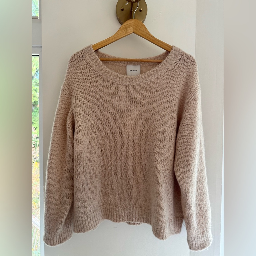 Reformation Cici Oversized Crew Sweater Natural - Size S